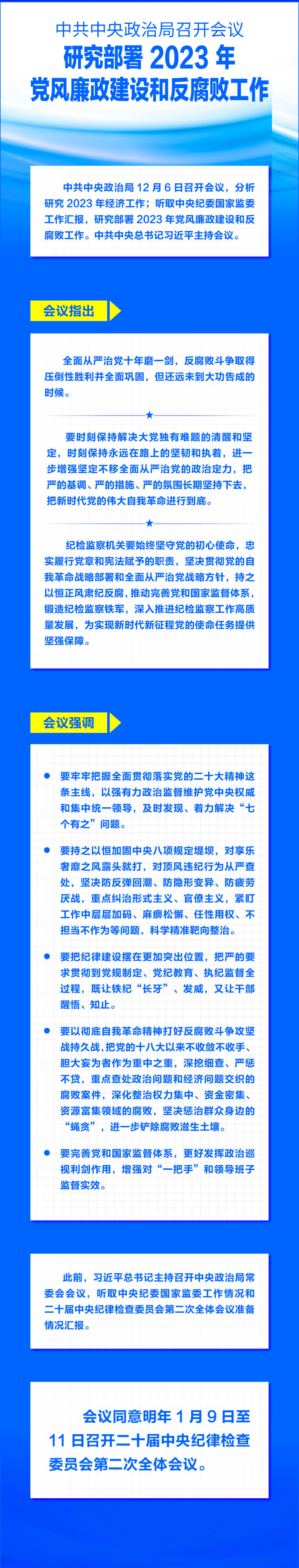 中共中央政治局召开会议 研究部署2023年党风廉政建设和反腐败工作