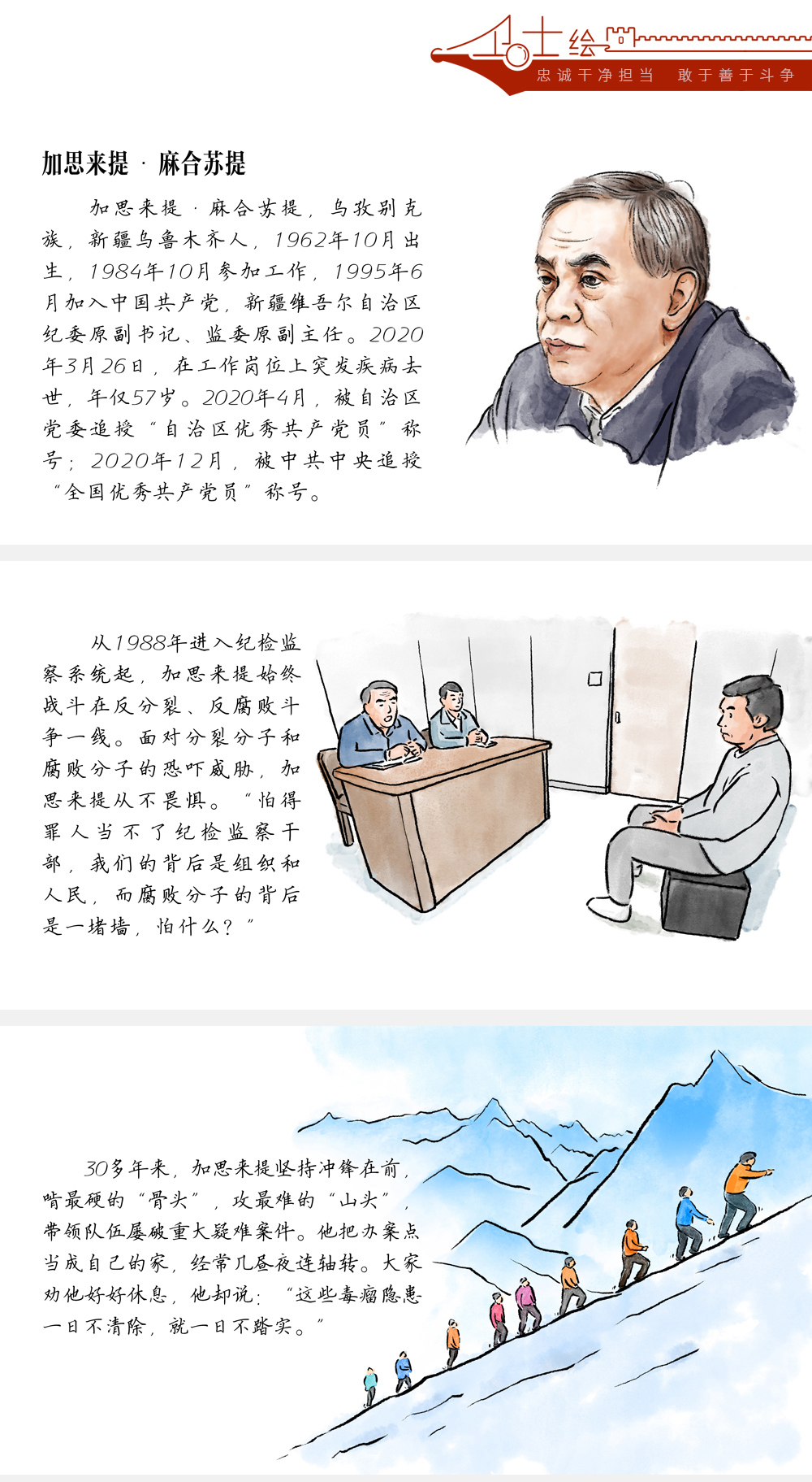 卫士绘丨加思来提•麻合苏提：用生命书写忠诚